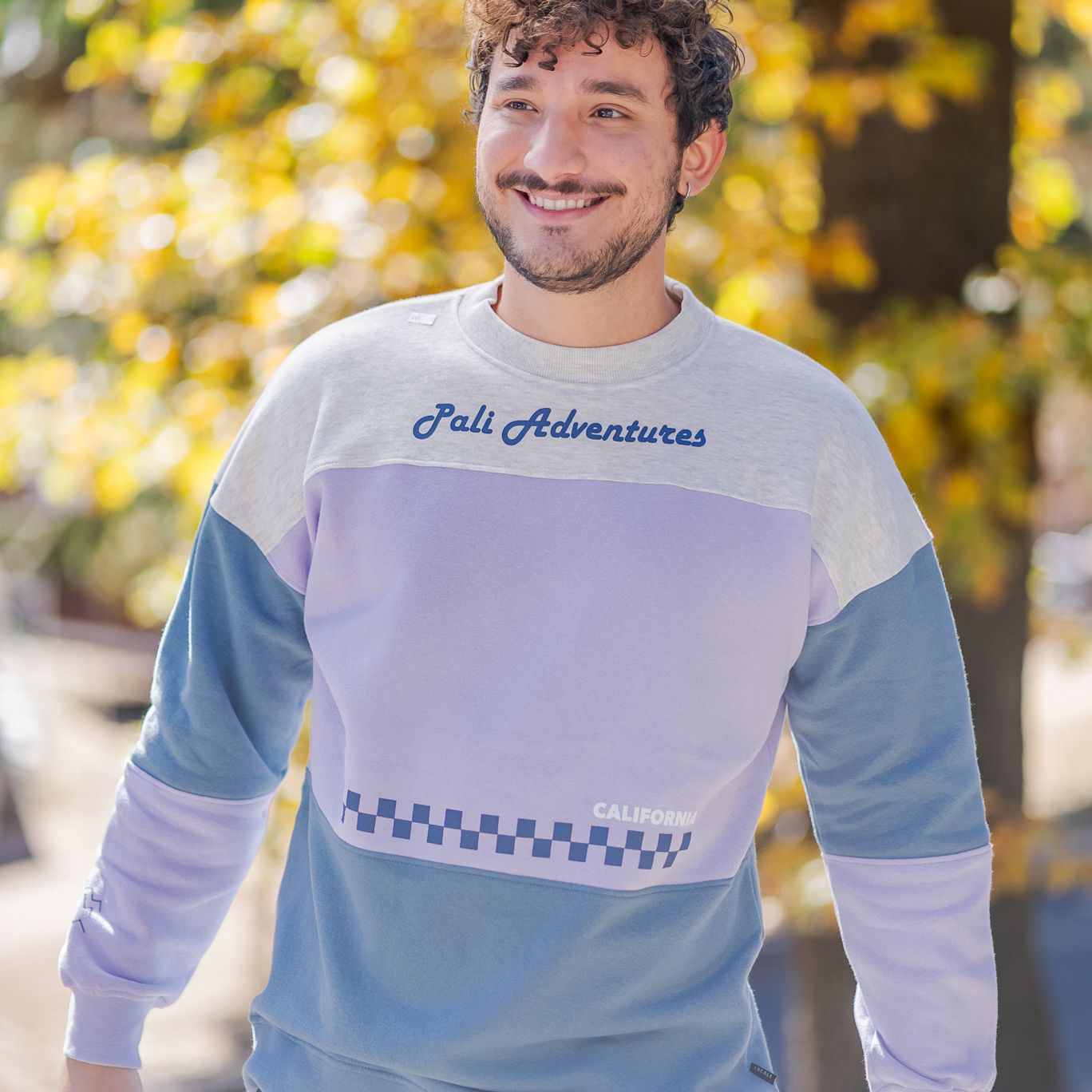 Checkered Front Color-block Sweatshirt