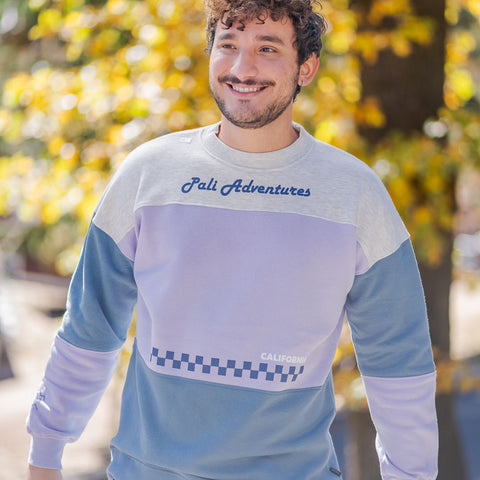 Checkered Front Color-block Sweatshirt