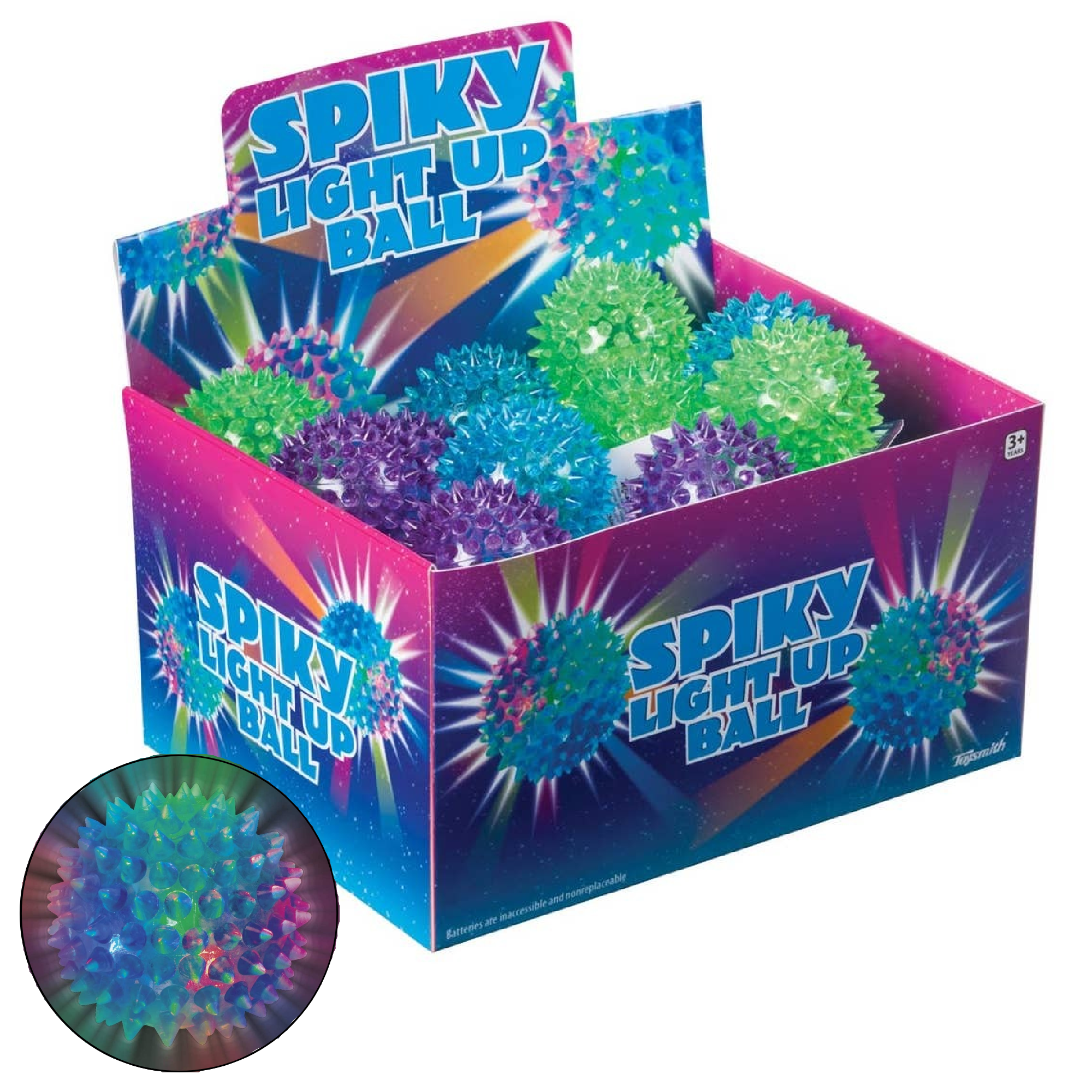 Flashing Spiky Ball, Bouncy, Squeezy, Tactile Toy