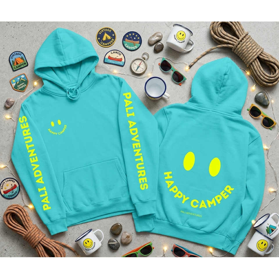 Neon Happy Camper Sweatshirt | Pali MTN Brands