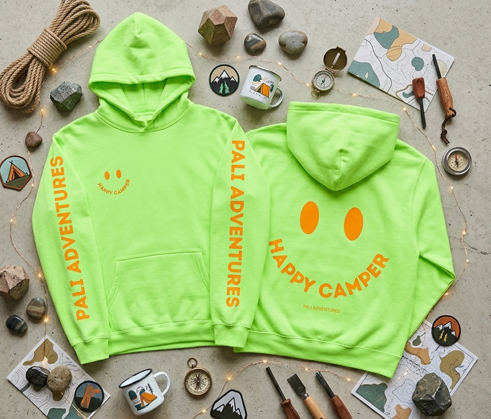 Neon Happy Camper Sweatshirt
